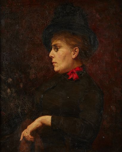 Marguerite AROSA (XIXe-XXe siècle) Portrait of a woman with a hat
Canvas 82 x 66...