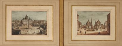 Ecole FRANÇAISE vers 1830 View of the Vatican
View of the Piazza del Popolo
Two drawings...
