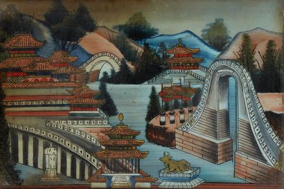 null Chine peinture sur verre, encadrée

paysage du palais au bord de l'eau

Dim....