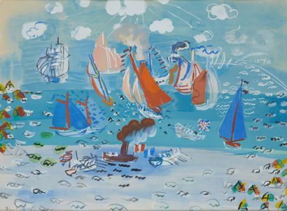 null Raoul DUFY (1877 - 1953) 

Fête Nautique. 

Lithographie en couleurs, signature...