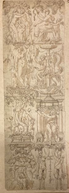null Ensemble de dix dessins :



- Ecole ITALIENNE vers 1700 

Projet de décor aux...