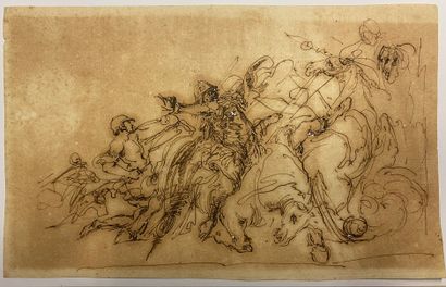 null Deux dessins :



- Ecole ITALIENNE du XVIIème siècle

Allégorie de la colère

Plume...