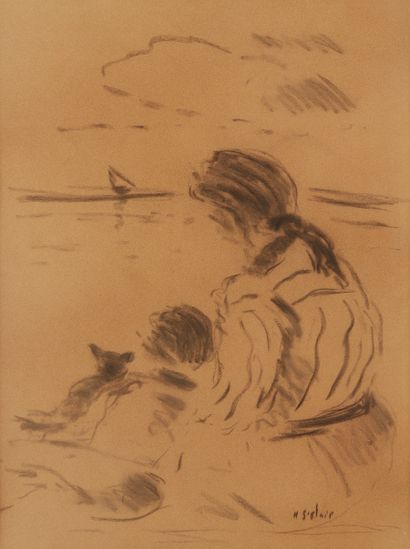 null 
HENRY SAINT-CLAIR (1899-1990)




Femme, enfant et petit chat en bord de mer




Fusain...