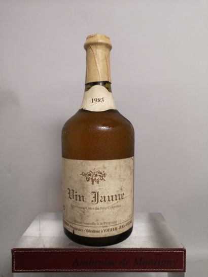  1 bouteille COTES DU JURA Vin Jaune - M. PERRON 1983 
Etiquette légèrement tachée...
