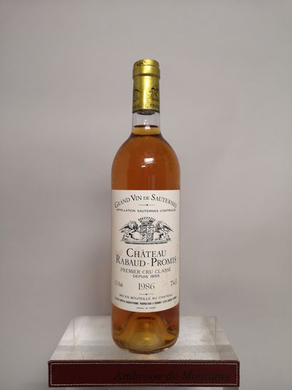 null 1 bouteille Château RABAUD PROMIS - 1er Cc Sauternes 1986 

Etiquette légèrement...