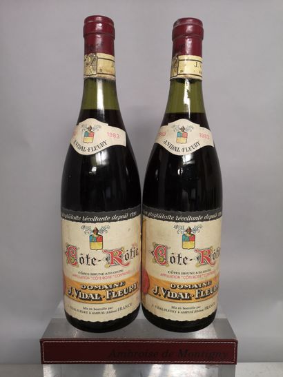 null 2 bottles COTE ROTIE "Brune et Blonde" - J. VIDAL FLEURY 1983 

Slightly stained...