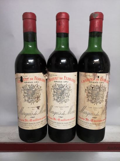 null 3 bouteilles Château de FERRANDE - Grand Cru de Saint Emilion 1961 

Etiquettes...