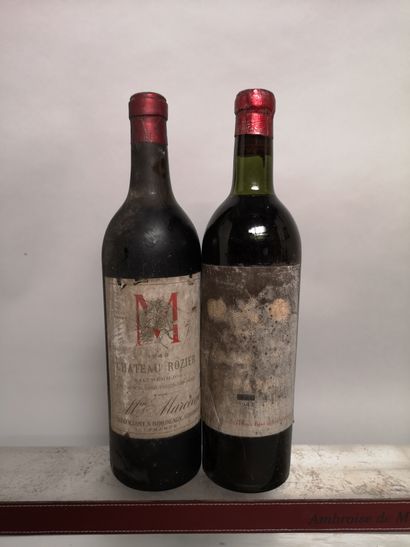 null 2 bouteilles 2 BORDEAUX ANNEES 40' 1 Ch. de ROZIERS 1949 1 Ch. ??? de 1943