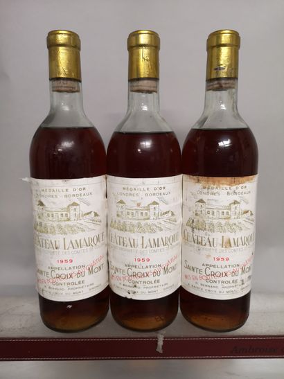 null 3 bouteilles Château LAMARQUE - Saint Croix du Mont 1959 

Etiquettes légèrement...