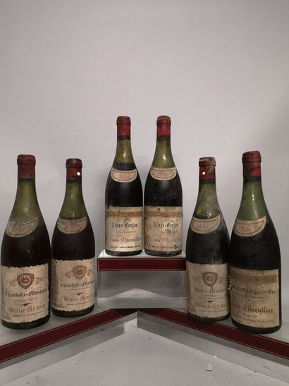 null 6 bouteilles BOURGOGNE Annees 1940 - 1950 

2 Aloxe Corton 1953, 1 Nuits Saint...