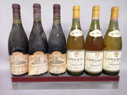null 6 bouteilles RHONE DIVERS Années 1980 A VENDRE EN L'ETAT 

3 CONDRIEU et 3 CHÂTEAUNEUF...