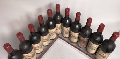  11 bouteilles ITALIE - BAROLO - Giulio GABRI 1964 
Étiquettes tachées. Légèrement...