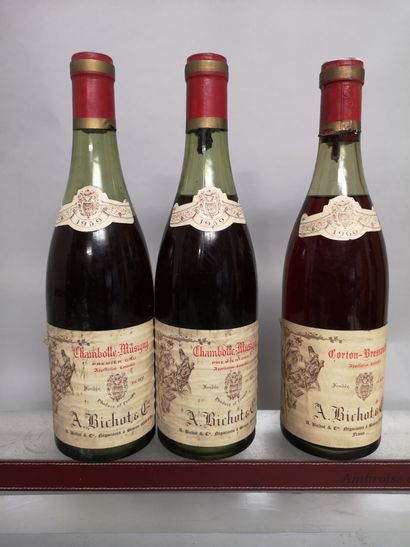 null 3 bottles BOURGOGNES DIVERS - ALBERT BICHOT 

2 CHAMBOLLE MUSIGNY 1er Cru 1959...