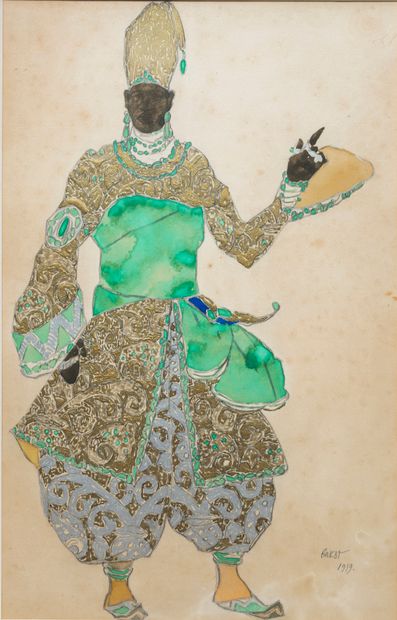 Léon BAKST (1866-1924) - Serge DIAGHILEFF Ballets Russe Costume de théâtre
Aquarelle...