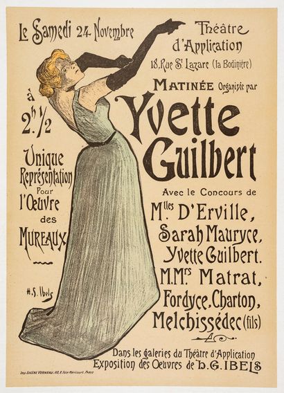 Henri-Gabriel IBELS (1867- 1936) Yvette Guilbert. Affiche pour le Théâtre d'Application...