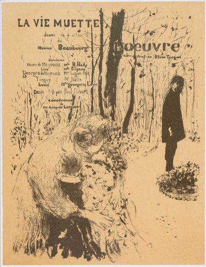 ÉDOUARD VUILLARD La Vie muette. Programme pour le Théâtre de l'oeuvre. 1894.
Lithographie....