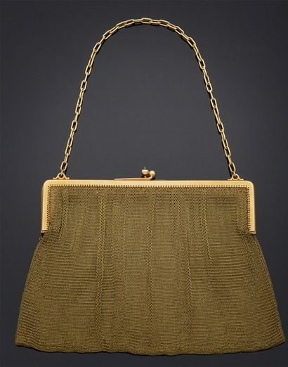 null Charming BAG OF THE EVENING in gold 750 mm with two compartments in chain mail....