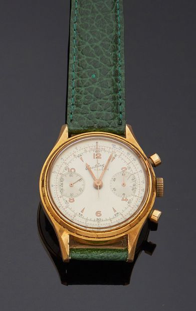 BREITLING Modèle Cadette
Montre-chronographe-brace­let d'homme, circa 1960
Boîtier...