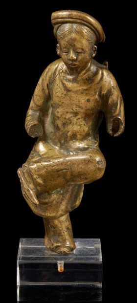 VIETNAM, début XXe siècle Sujet en bronze de patine médaille représentant une jeune...