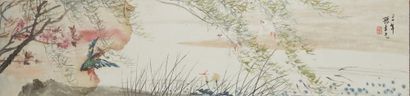 CHINE, XXe siècle Peinture horizontale à l'encre et couleurs légères sur papier,...