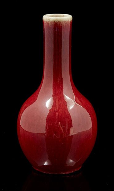 CHINE, fin XIXe-début XXe siècle Petit vase bouteille à long col, en porcelaine émaillée...