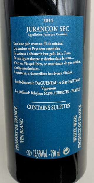 null 6 bottles Didier Dagueneau - Les Jardins de Babylone 2014 Jurançon Sec. In original...