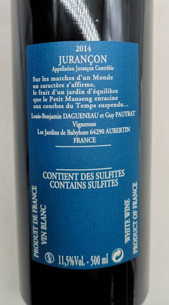 null 6 bottles 50 cl Didier Dagueneau - Les Jardins de Babylone 2014 Jurançon. In...