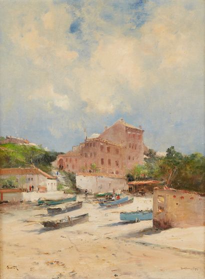 Marie Joseph Léon IWILL (Paris 1850 - ? 1923) La plage de Guethary
Sur sa toile d'origine
Signée...