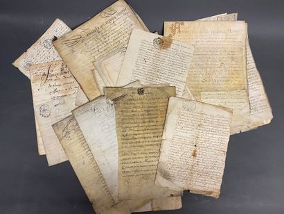 null Set of various old handwritten documents including notarial acts