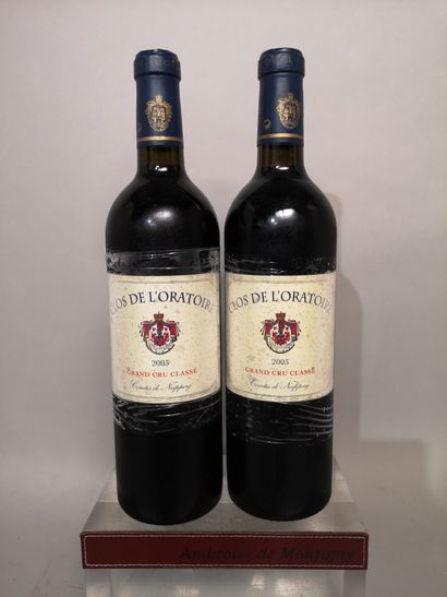 null 2 bouteilles CLOS de L'ORATOIRE - Saint Emilion Grand Cru 2003 

Étiquette légèrement...