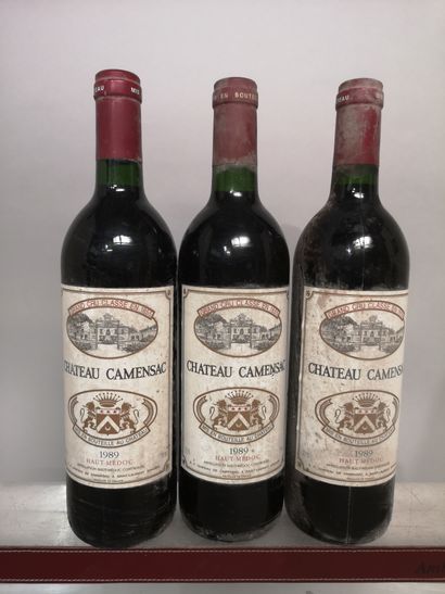 null 3 bouteilles Château CAMENSAC - 5e Gcc Haut Médoc 1989 

Étiquettes légèrement...