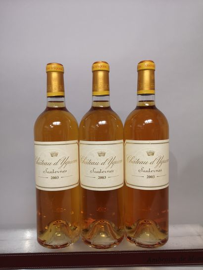 null 3 bouteilles Château D'YQUEM - 1er Gcc Sauternes 2003 En coffret bois abîmé...
