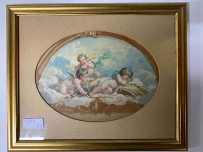 null Gouache showing a study of three putti in clouds. 

19th century period.

17...