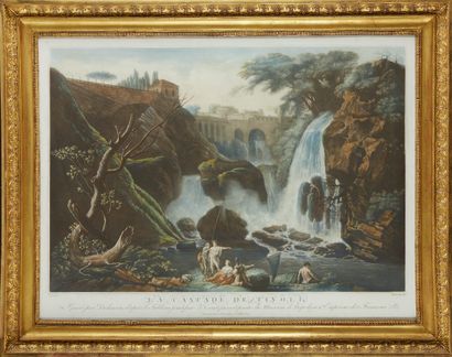 null Jule VERNET, after

The waterfall of Tivoli in colors 

Engraving

Gilded wood...