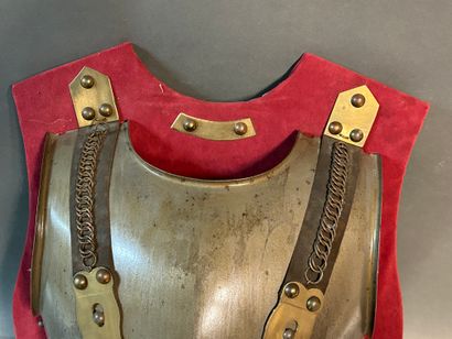 null Plastron of light cuirass troop model 1874.

Mounted on a wooden stand covered...