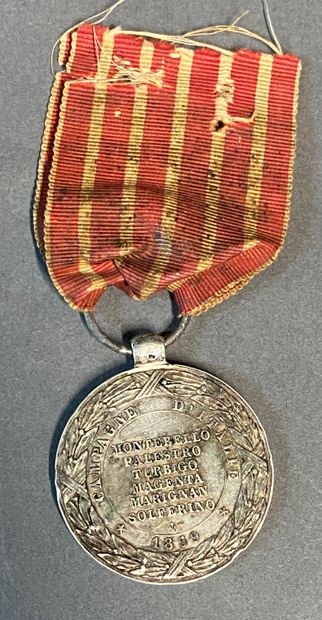 null Médaille de la campagne d’Italie. Second Empire en argent.

Diam. (hors anneau):...