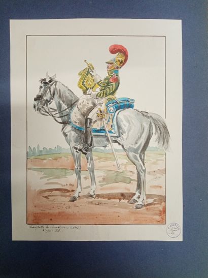 null Carabiniers
Paul-Kauffer (1870-1941).
Carabiniers.
Ensemble 38 dessins et aquarelles...