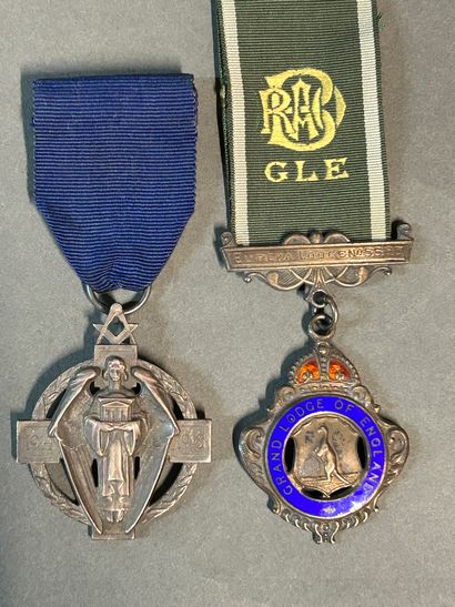 null Freemasonry

Two medals :

- A silver Masonic medal. 

- A medal English Lodge...
