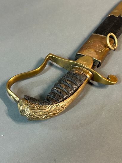 null British light cavalry saber.
Bronze mounting.
Lion head cap, flat joint bow...
