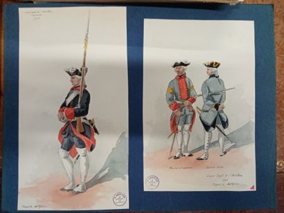 null Artillerie
Paul-Kauffer (1870-1941).
Artillerie.
Ensemble 66 dessins et aquarelles...