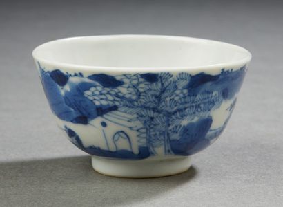 CHINE, XIXe siècle Deux sorbets en porcelaine bleu blanc à décor de personnages dans...