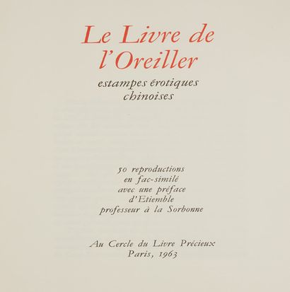 null LE LIVRE DE L'OREILLER, estampes érotiques chinoises, Edition Au cercle du livre...