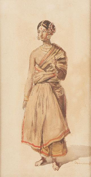 Attribué à Henry-John BONNINGTON (actif au XIXe siècle) An Indian dancer
Watercolor...