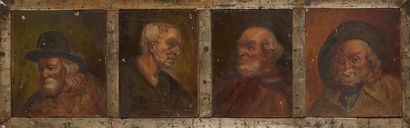 École française du XIXe siècle Suite de quatre portraits d'hommes barbus
Huile sur...