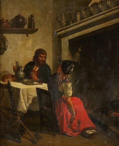 Léon LYON (Actif au XIXe siècle) Intérieur de cuisine
Sur sa toile d'origine
Signé...
