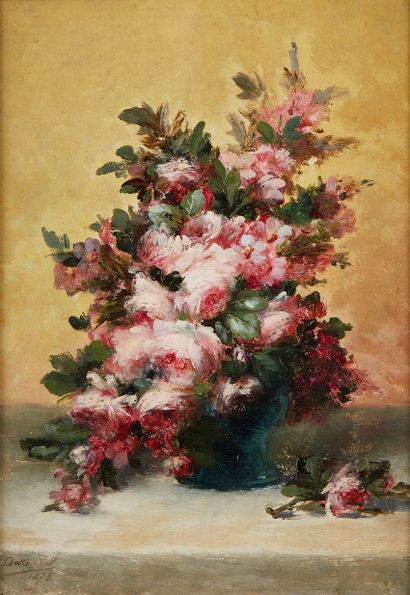 Désiré DE KEGHEL (1839 - 1901) Vase of Roses, 1978
Oil on panel.
Signed and dated...