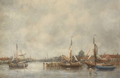 Jan VAN COUVER (Hermanus Koekkoek Amsterdam 1836 - Londres 1904) Vue du port des...
