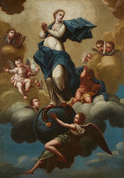 École SEVILLANE du XVIIIe siècle L'Immaculée Conception
Sur sa toile d'origine
166...