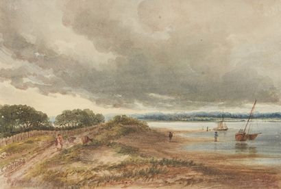 Anthony Vandyke COPLEY - FIELDING (Sowerby 1787 - Worthing 1855) Bord de mer à l'approche...