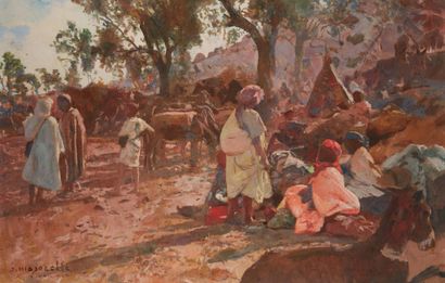 Jacques MAJORELLE (1886-1962) Marché aux ânes à Marrakech
Etiquette sur le cadre...